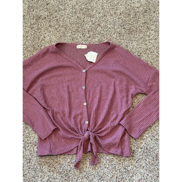 Altar'd State Women's thermal, v-neck, Shirt, size Medium, Mauve/Pink/Rose - Picture 6 of 6